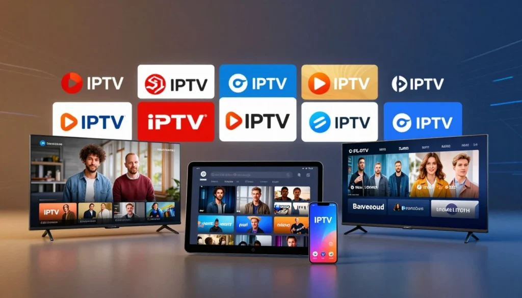 Télé intelligente au salon avec un lecteur IPTV ouvert